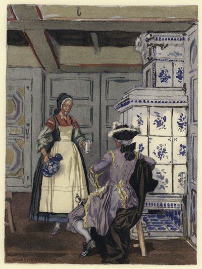 Illusztráció Casanova emlékirataihoz (színes litográfia) alkotó: Jules Marie Auguste Leroux