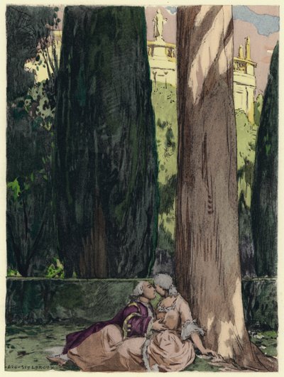 Illusztráció Casanova emlékirataihoz (színes litográfia) alkotó: Jules Marie Auguste Leroux