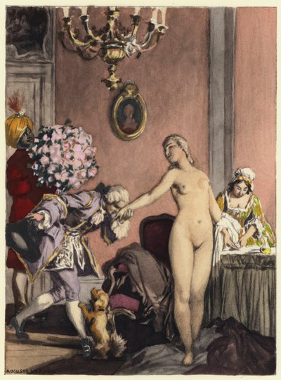 Illusztráció Casanova emlékirataihoz (színes litográfia) alkotó: Jules Marie Auguste Leroux