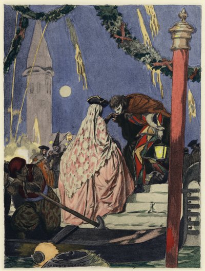 Illusztráció Casanova emlékirataihoz (színes litográfia) alkotó: Jules Marie Auguste Leroux