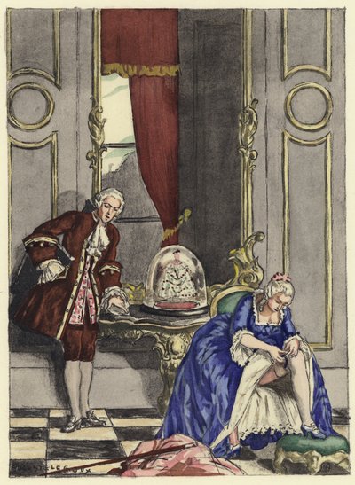 Illusztráció Casanova emlékirataihoz (színes litográfia) alkotó: Jules Marie Auguste Leroux