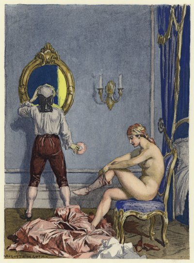 Illusztráció Casanova emlékirataihoz (színes litográfia) alkotó: Jules Marie Auguste Leroux