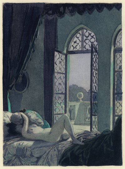 Illusztráció Casanova emlékirataihoz (színes litográfia) alkotó: Jules Marie Auguste Leroux