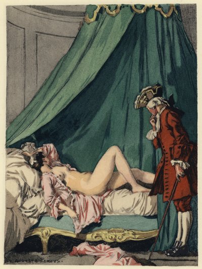 Illusztráció Casanova emlékirataihoz (színes litográfia) alkotó: Jules Marie Auguste Leroux