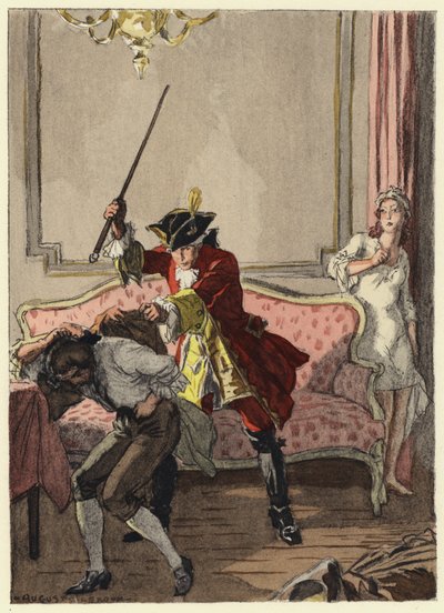 Illusztráció Casanova emlékirataihoz (színes litográfia) alkotó: Jules Marie Auguste Leroux