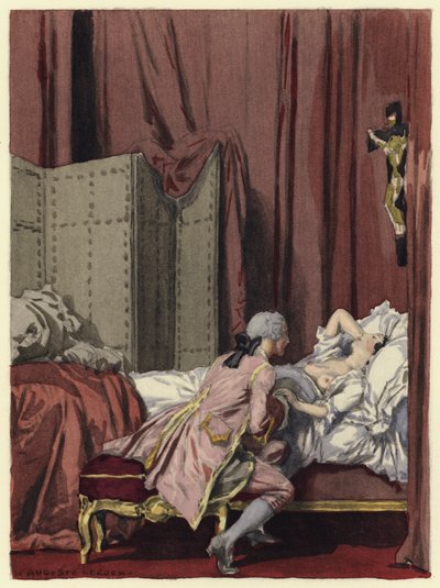 Illusztráció Casanova emlékirataihoz (színes litográfia) alkotó: Jules Marie Auguste Leroux