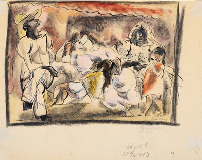 Egy férfi, két nő, két gyerek (wc papíron) alkotó: Jules Pascin