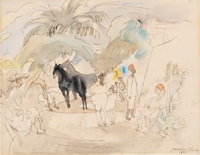 Figurák és két ló a tájban alkotó: Jules Pascin