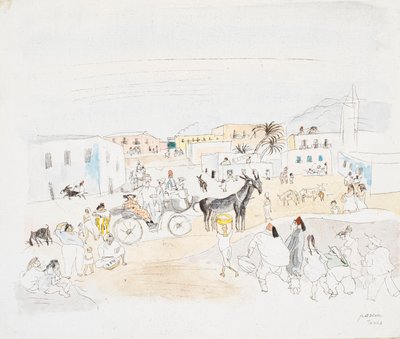 Táj kocsival és alakokkal, Tunisz alkotó: Jules Pascin