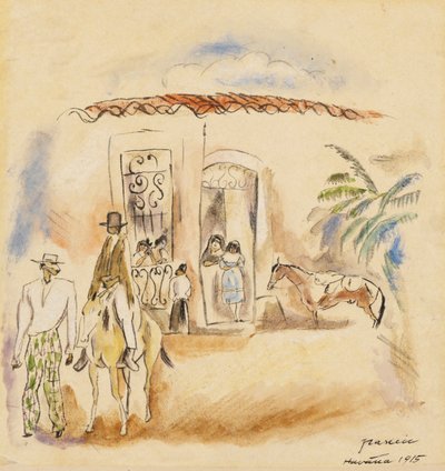 Táj figurákkal, Havanna, 1915 (wc papíron) alkotó: Jules Pascin