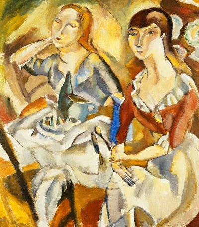 Fiatal lányok ülnek együtt alkotó: Jules Pascin