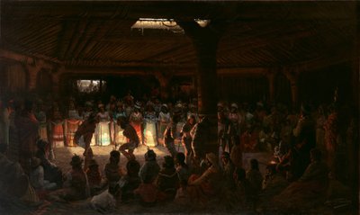 Táncolj egy földalatti körházban a Clear Lake-nél, Kaliforniában, 1878. alkotó: Jules Tavernier