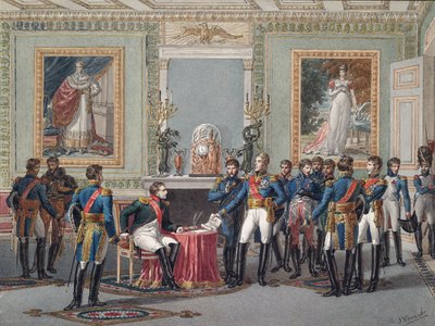 Napóleon lemondása Fontainebleau-ban 1814. április 11-én alkotó: Jules Vernet