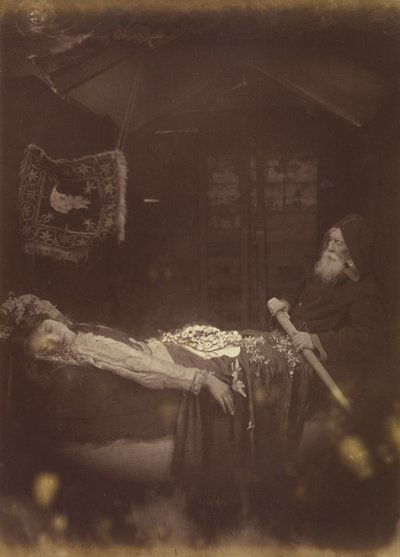 Elaine „és a halottak” evezett, a némák az árral fölfelé haladtak. alkotó: Julia Margaret Cameron