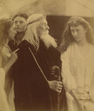 Lear király átadja királyságát három lányának, 1872. alkotó: Julia Margaret Cameron