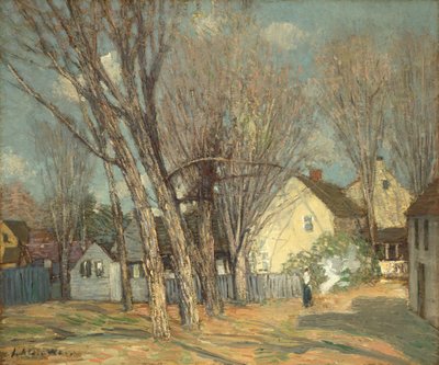 Windham Village, 1913-14 körül (olaj, mahagóni panel) alkotó: Julian Alden Weir