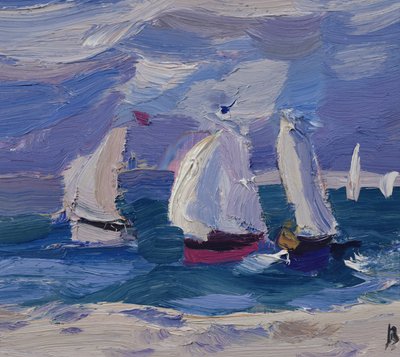 Dinghik versenyzés Poole kikötőjében (olaj a fedélzeten) alkotó: Julian Bailey