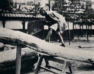 A fűrészelés és gyalulás menetmozgás helyett húzással történik, c1900, 1921 alkotó: Julian Leonard Street