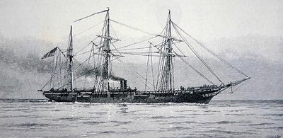 A szövetségi haditengerészet "Kearsage" nevű amerikai hadihajója (metszet) alkotó: Julian Oliver (after) Davidson