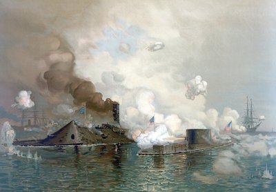 The Monitor and Merrimac, 1862. március 9., pub.1886 alkotó: Julian Oliver Davidson