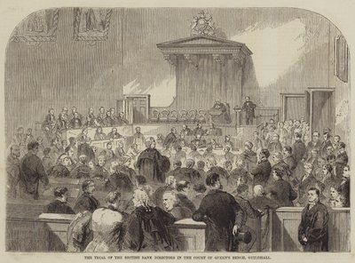 A brit bankigazgatók tárgyalása a Court of Queens Benchben, Guildhallban alkotó: Julian Portch