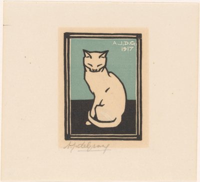 Ülő macska csukott szemmel alkotó: Julie de Graag (signed by artist)