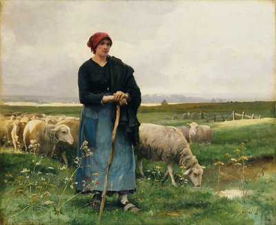 Pásztorlány a nyájával, alkotó: Julien Dupre