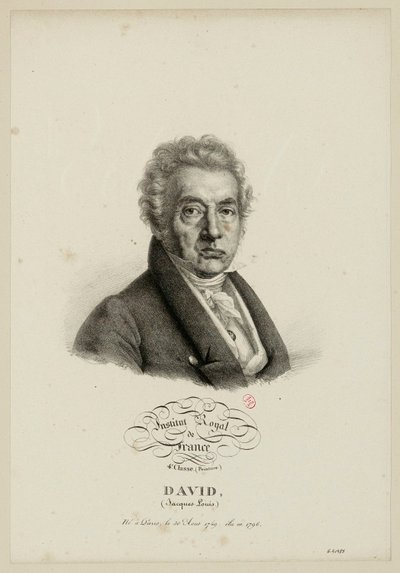 Francia Királyi Intézet, 4. osztály. (Festészet.) David, (Jacques-Louis.) Párizsban született 1749. augusztus 30-án, 1796-ban választották meg. alkotó: Julien Leopold Boilly
