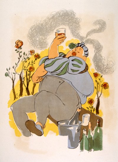 Humoros bor-illusztráció 1946. Illusztráció: Julien Pavil alkotó: Julien Pavil