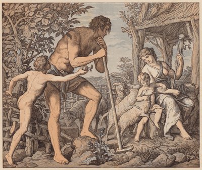 Ádám és Éva a bűnbeesés után, Teremtés könyve, III. alkotó: Julius (after) Schnorr von Carolsfeld