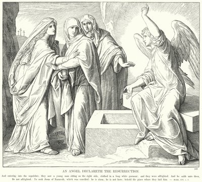 Egy angyal kihirdeti a feltámadást (metszet) alkotó: Julius (after) Schnorr von Carolsfeld
