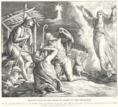 Krisztus születésének hirdetése a pásztoroknak (metszet) alkotó: Julius (after) Schnorr von Carolsfeld