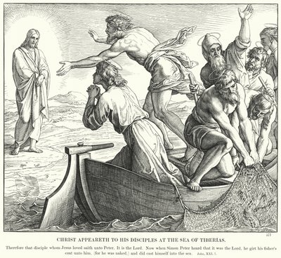 Krisztus megjelenik tanítványainak a Tibériai-tengernél (metszet) alkotó: Julius (after) Schnorr von Carolsfeld