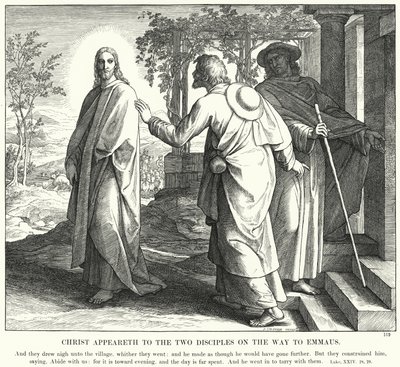 Krisztus megjelenik a két tanítványnak az emmausi úton (metszet) alkotó: Julius (after) Schnorr von Carolsfeld