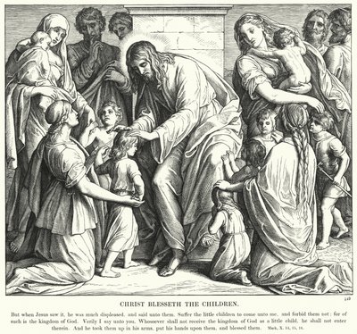 Krisztus megáldja a gyermekeket (metszet) alkotó: Julius (after) Schnorr von Carolsfeld