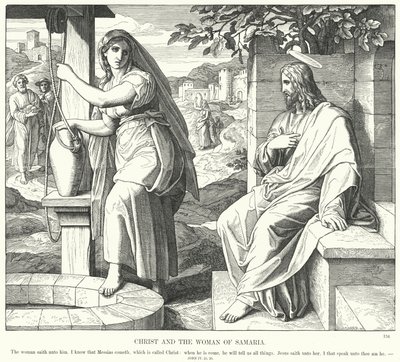 Krisztus és a szamáriai asszony (metszet) alkotó: Julius (after) Schnorr von Carolsfeld