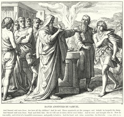 Sámuel által felkent Dávid (metszet) alkotó: Julius (after) Schnorr von Carolsfeld