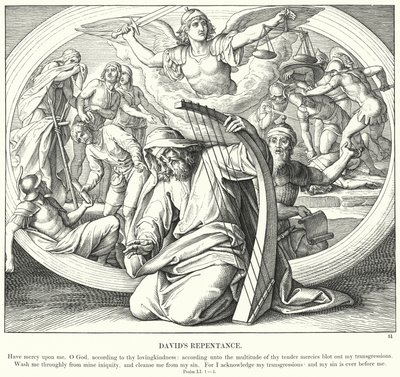 Dávid bűnbánata (metszet) alkotó: Julius (after) Schnorr von Carolsfeld