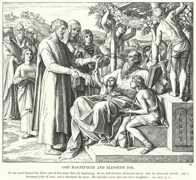 Isten felnagyítja és megáldja Jóbot (metszet) alkotó: Julius (after) Schnorr von Carolsfeld