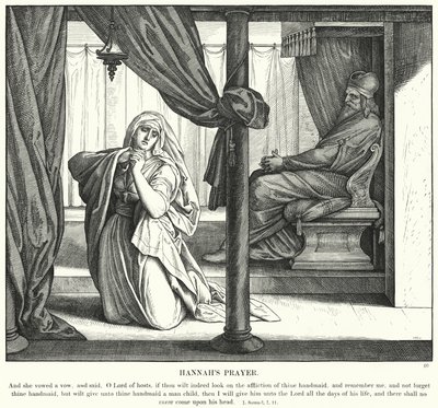 Hannah imája (metszet) alkotó: Julius (after) Schnorr von Carolsfeld