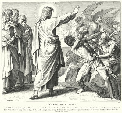 Jézus kiűzi az ördögöket (metszet) alkotó: Julius (after) Schnorr von Carolsfeld