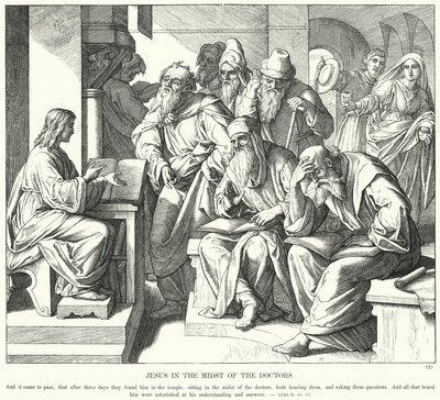 Jézus az orvosok közepette (metszet) alkotó: Julius (after) Schnorr von Carolsfeld
