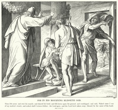 Jób gyászában, áldja Istent (metszet) alkotó: Julius (after) Schnorr von Carolsfeld
