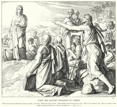 Keresztelő János bizonyságot tesz Krisztusról (metszet) alkotó: Julius (after) Schnorr von Carolsfeld