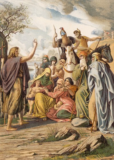 Keresztelő János prédikál a pusztában (színes litográfia) alkotó: Julius (after) Schnorr von Carolsfeld