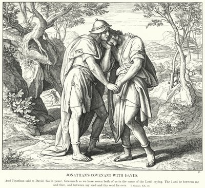 Jonatán szövetsége Dáviddal (metszet) alkotó: Julius (after) Schnorr von Carolsfeld