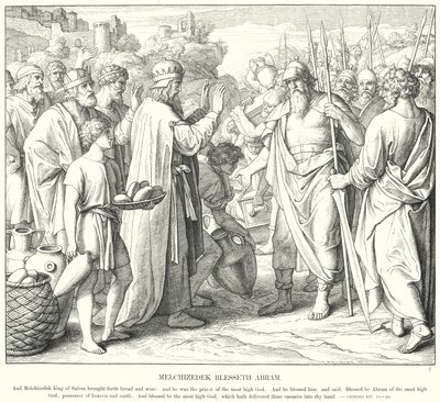Melkizedek Blesseth Ábrám (metszet) alkotó: Julius (after) Schnorr von Carolsfeld
