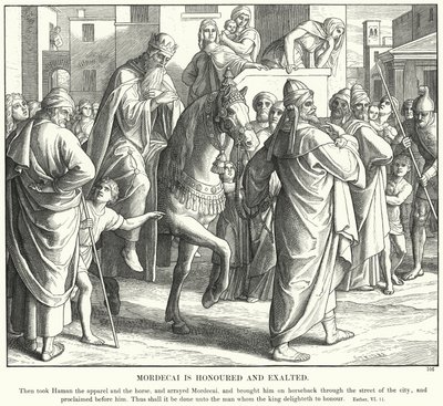 Márdokeust tisztelik és magasztalják (metszet) alkotó: Julius (after) Schnorr von Carolsfeld