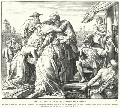 Pál búcsút vesz az efezusi vénektől (metszet) alkotó: Julius (after) Schnorr von Carolsfeld