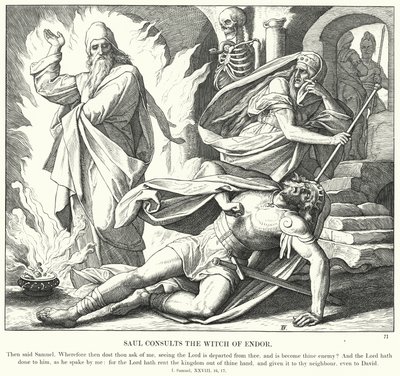 Saul az endori boszorkányhoz fordul (metszet) alkotó: Julius (after) Schnorr von Carolsfeld